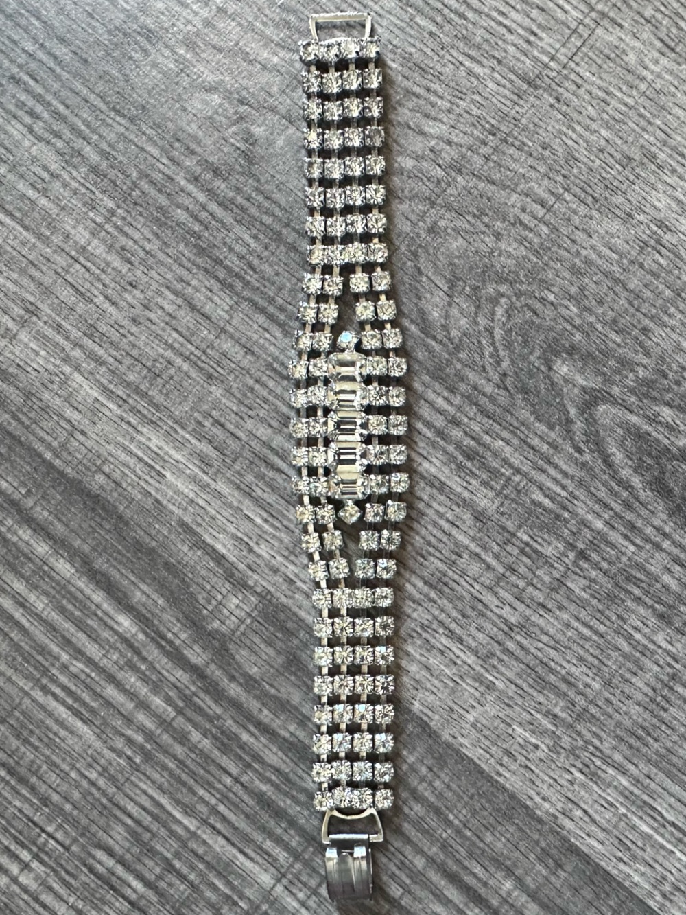 1960s HOLLYWOOD GLAM MULTI ROW PRONG SET WIDE WEDDING TENNIS BRACELET (EUC) - Picture 3 of 8
